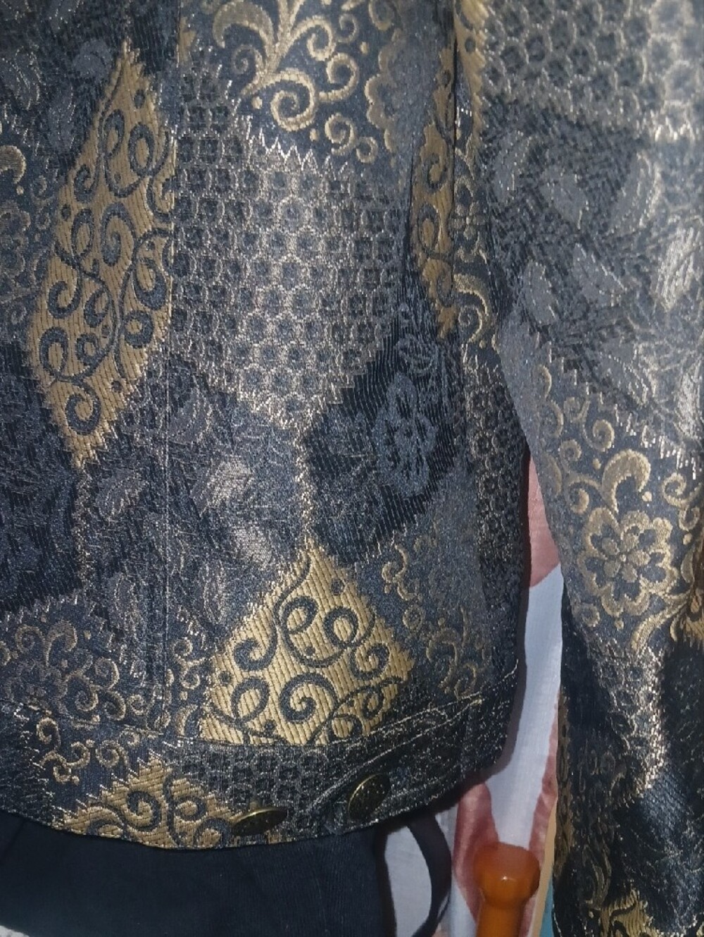 Ruby Rd. Black and Gold Patterned Jean Jacket - Picture 5 of 9